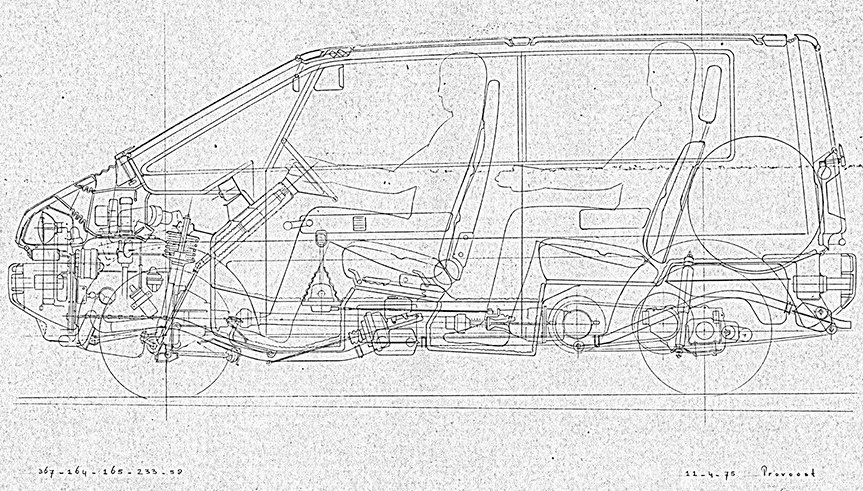 DAF PX / Volvo 343 Van prototype - design drawing