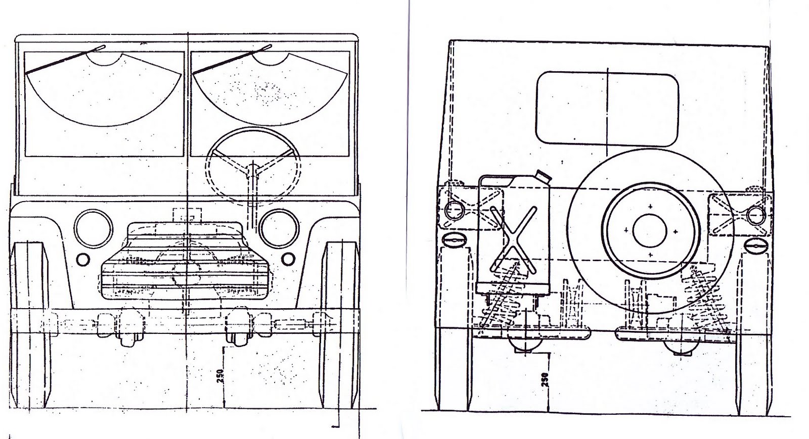 Drawing Daf 750 YR - front and back